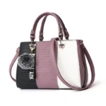 Women’s Color-Block Handbag with Detachable Shoulder Strap - Image 4