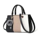 Women’s Color-Block Handbag with Detachable Shoulder Strap - Image 2